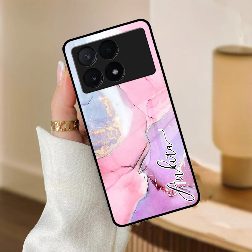 Pink Marble Glossy Metal Case Cover For Poco ShopOnCliQ