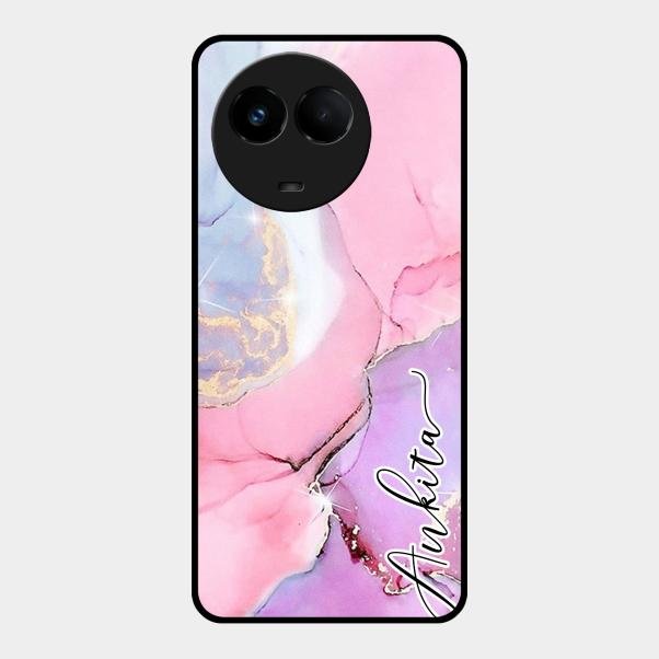 Pink Marble Glossy Metal Case Cover For Realme 11 5G