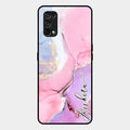 Pink Marble Glossy Metal Case Cover For Realme 7 Pro