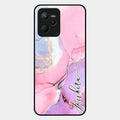 Pink Marble Glossy Metal Case Cover For Realme C35