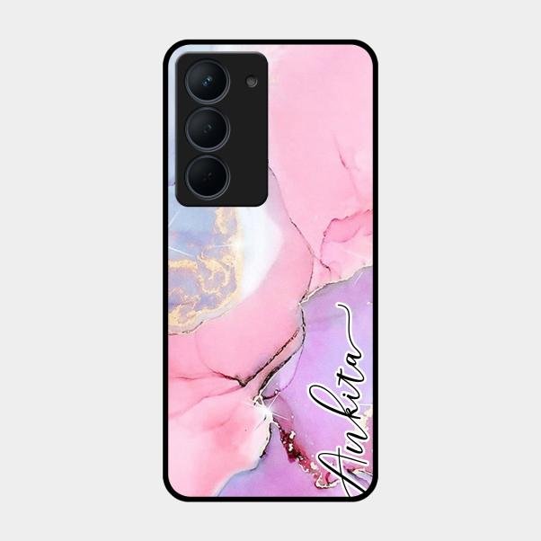 Pink Marble Glossy Metal Case Cover For Realme Narzo 80X 5G