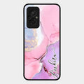 Pink Marble Glossy Metal Case Cover For Redmi 11 Prime 4G