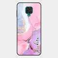 Pink Marble Glossy Metal Case Cover For Redmi Note 10 Lite