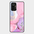 Pink Marble Glossy Metal Case Cover For Redmi Note 10 Pro
