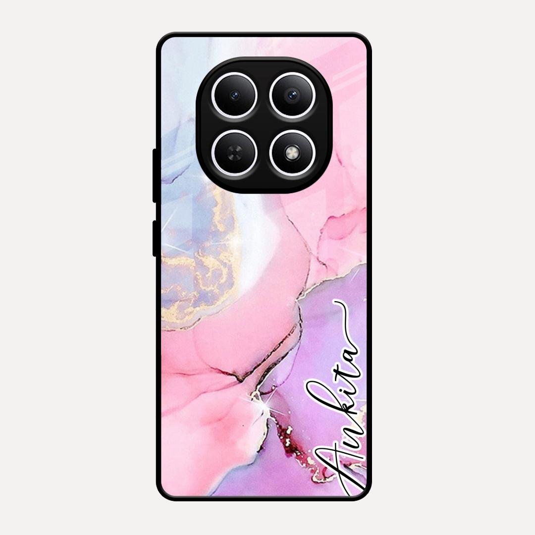 Pink Marble Glossy Metal Case Cover For Redmi Note 15 5G