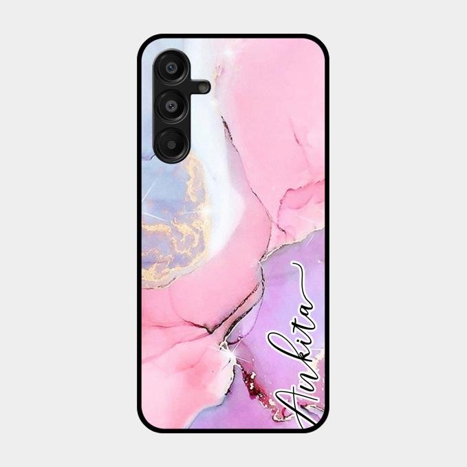 Pink Marble Glossy Metal Case Cover For Samsung Galaxy A16 5G