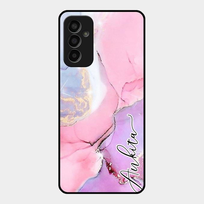 Pink Marble Glossy Metal Case Cover For Samsung Galaxy F13