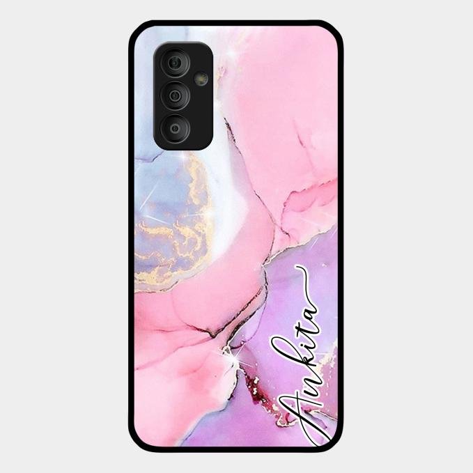 Pink Marble Glossy Metal Case Cover For Samsung Galaxy F23 5G