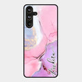 Pink Marble Glossy Metal Case Cover For Samsung Galaxy M55 5G