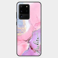 Pink Marble Glossy Metal Case Cover For Samsung Galaxy S20 Ultra