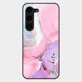 Pink Marble Glossy Metal Case Cover For Samsung Galaxy S23 Plus 5G