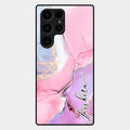 Pink Marble Glossy Metal Case Cover For Samsung Galaxy S23 Ultra 5G