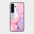 Pink Marble Glossy Metal Case Cover For Samsung Galaxy S25 5G