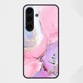 Pink Marble Glossy Metal Case Cover For Samsung Galaxy S25 FE 5G