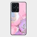 Pink Marble Glossy Metal Case Cover For Vivo T1 44W 4G
