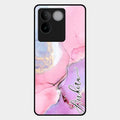 Pink Marble Glossy Metal Case Cover For Vivo T2 Pro 5G