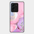 Pink Marble Glossy Metal Case Cover For Vivo V25 Pro 5G