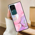 Pink Marble Glossy Metal Case Cover For Vivo - ShopOnCliQ