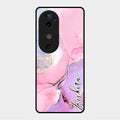 Pink Marble Glossy Metal Case Cover For Vivo V40 5G