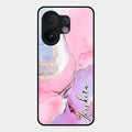 Pink Marble Glossy Metal Case Cover For Vivo V60 5G