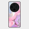 Pink Marble Glossy Metal Case Cover For Vivo X100 Pro 5G
