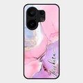 Pink Marble Glossy Metal Case Cover For Vivo X200 Fe 5G