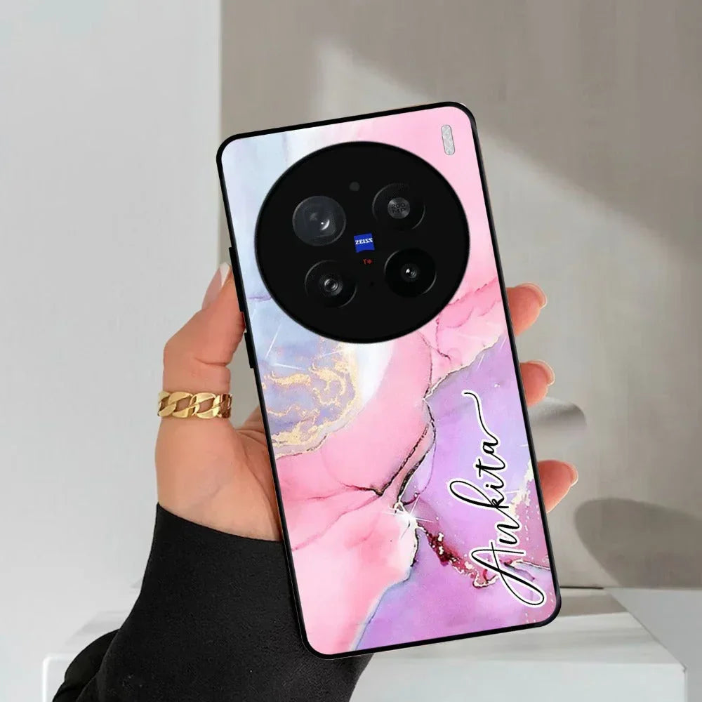Pink Marble Glossy Metal Case Cover For Vivo - ShopOnCliQ