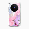 Pink Marble Glossy Metal Case Cover For Vivo X300 5G