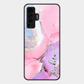 Pink Marble Glossy Metal Case Cover For Vivo X50 5G