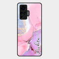 Pink Marble Glossy Metal Case Cover For Vivo X50 Pro 5G