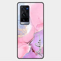 Pink Marble Glossy Metal Case Cover For Vivo X60 Pro Plus 5G