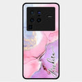 Pink Marble Glossy Metal Case Cover For Vivo X80 Pro 5G