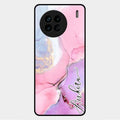 Pink Marble Glossy Metal Case Cover For Vivo X90 5G