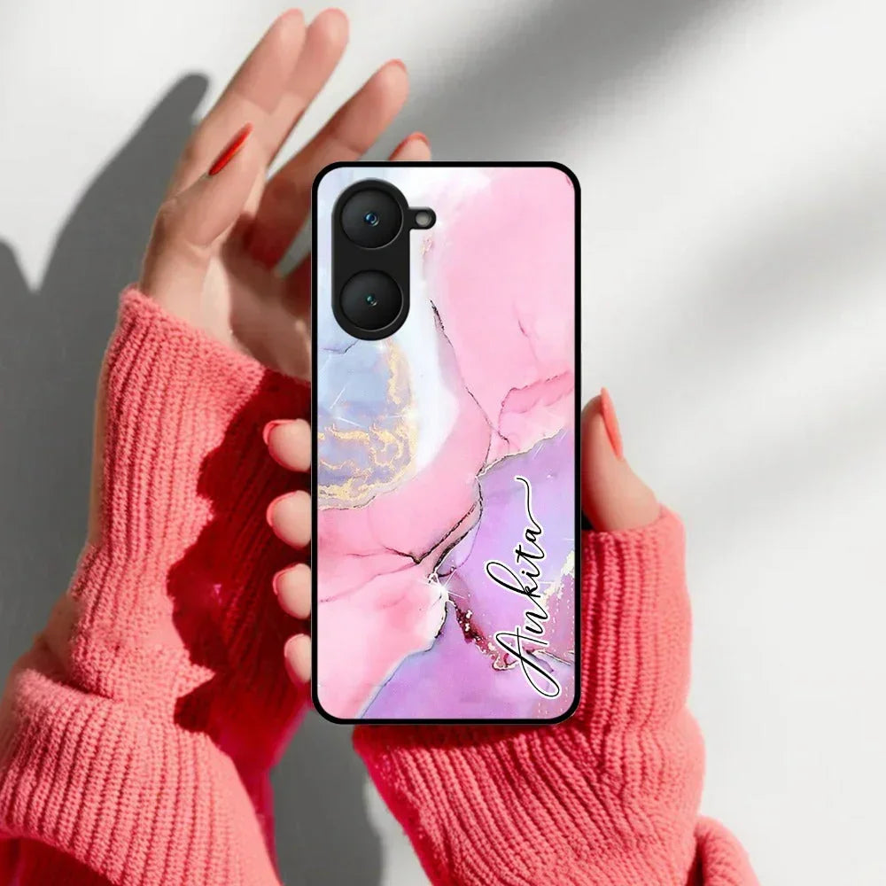 Pink Marble Glossy Metal Case Cover For Vivo - ShopOnCliQ