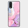 Pink Marble Glossy Metal Case Cover For Vivo Y20T