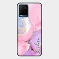 Pink Marble Glossy Metal Case Cover For Vivo Y21