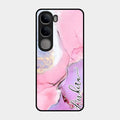Pink Marble Glossy Metal Case Cover For Vivo Y300 5G