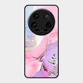 Pink Marble Glossy Metal Case Cover For Xiaomi 14 Ultra