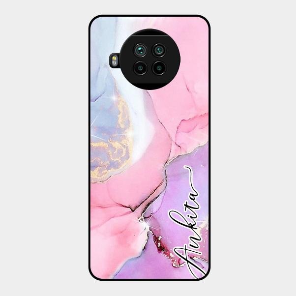 Pink Marble Glossy Metal Case Cover For Xiaomi Mi 10I 5G