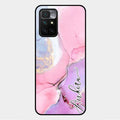 Pink Marble Glossy Metal Case Cover For Xiaomi Redmi 10 Prime 2022