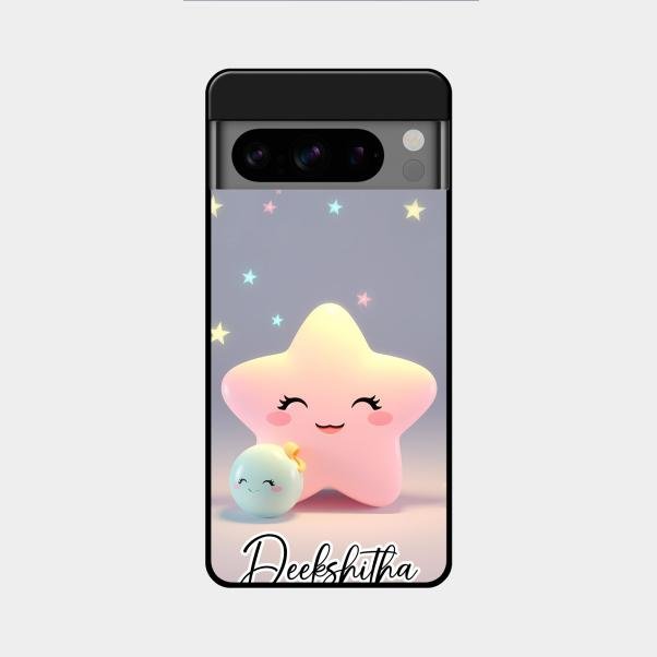 Pink Star Glossy Metal Case Cover For Google Pixel 8 Pro 5G