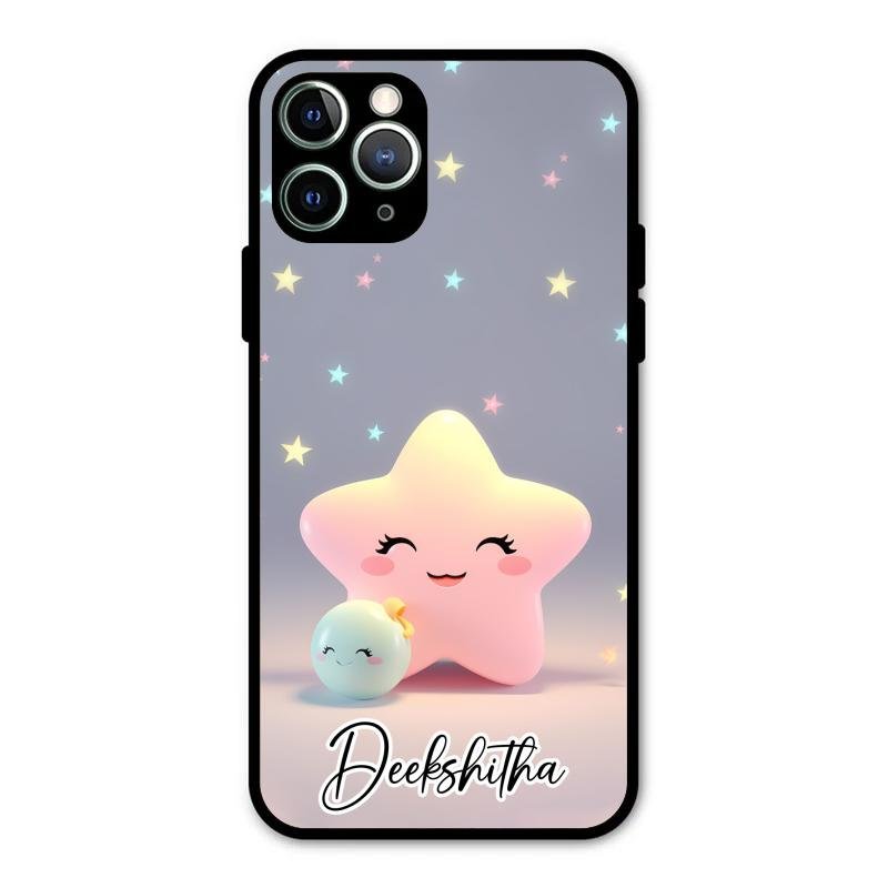 Pink Star Glossy Metal Case Cover For iPhone 11 Pro Max