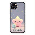 Pink Star Glossy Metal Case Cover For iPhone 13