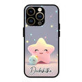Pink Star Glossy Metal Case Cover For iPhone 14 Pro