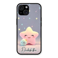 Pink Star Glossy Metal Case Cover For iPhone 15 Plus