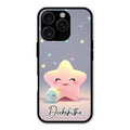 Pink Star Glossy Metal Case Cover For iPhone 16 Pro