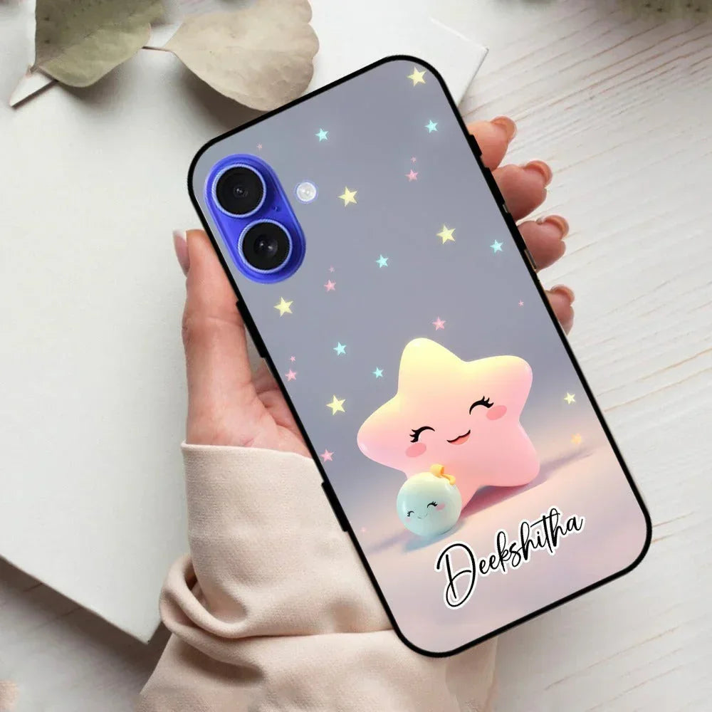Pink Star Glossy Metal Case Cover For iPhone - ShopOnCliQ