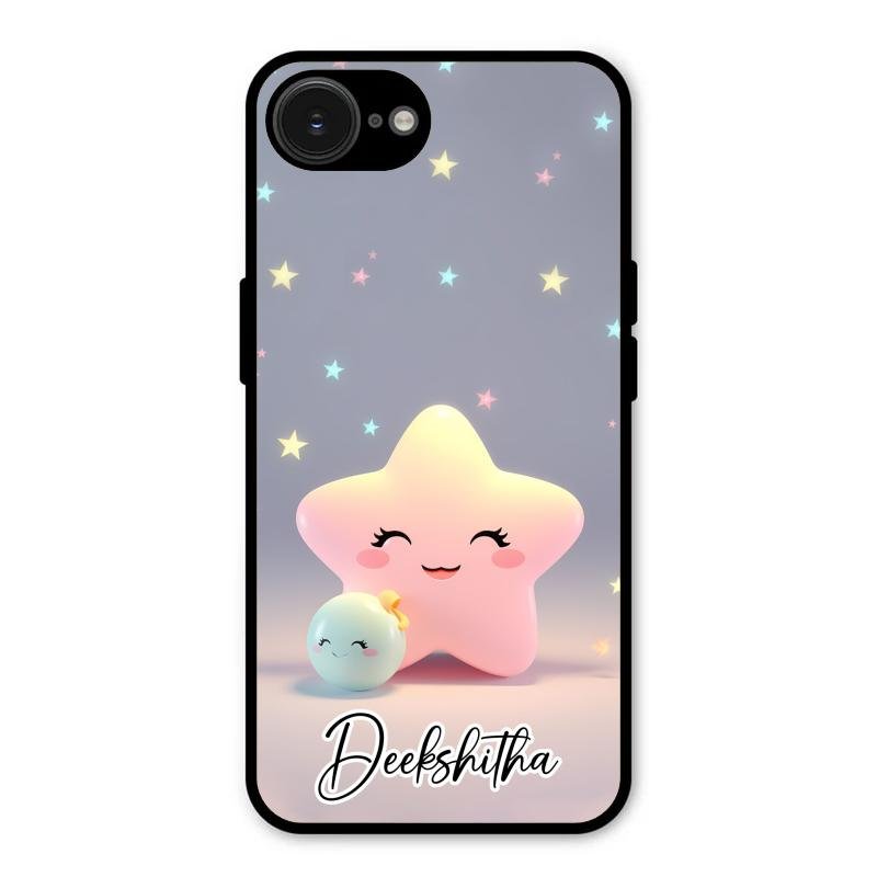 Pink Star Glossy Metal Case Cover For iPhone 16e