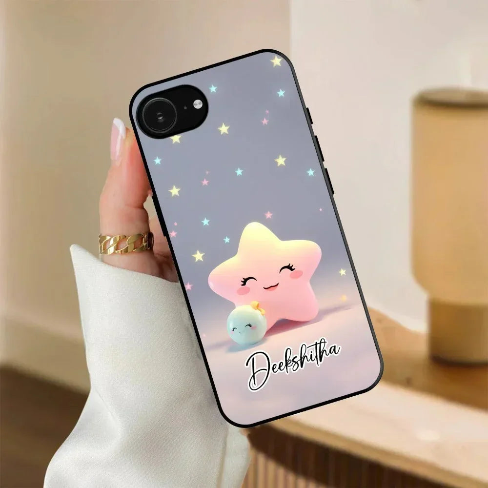 Pink Star Glossy Metal Case Cover For iPhone - ShopOnCliQ