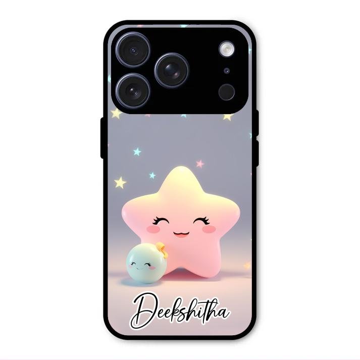 Pink Star Glossy Metal Case Cover For iPhone 17 Pro